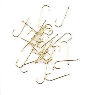 Imagem de Gancho de peixe 100 peças de ganchos de pesca dourados de haste longa anzol de água doce anzol de pesca anzol de pesca (N10)
