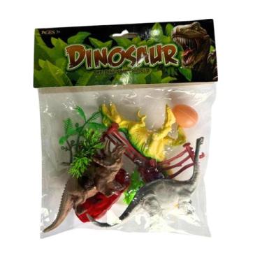 Imagem de Kit Brinquedo Animais Dinossauros 13 Peças Diversos - Elite