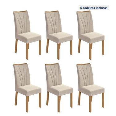 Imagem de Kit com 6 Cadeiras para Sala de Jantar Estofadas Apogeu - Móveis Lopas