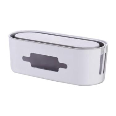 Imagem de NonMiFyR Caixa de gerenciamento de cabos, organizador de réguas de energia 32x13x11 cm, acessório leve e versátil com suporte para telefone, dissipação de, Branco