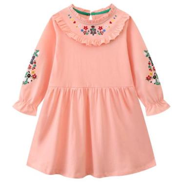 Imagem de Vestido feminino hongshilian de algodão de manga comprida 2T-12Y casua