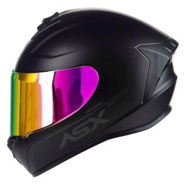 Imagem de Capacete Fechado ASX Draken Solid Preto Fosco com Viseira Colorida Ros