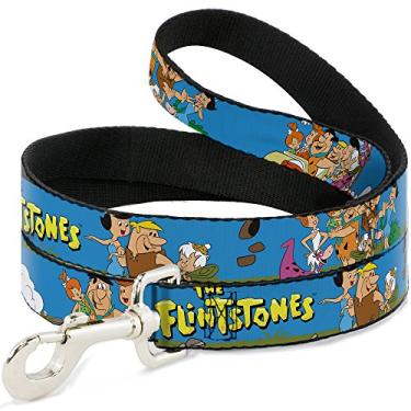 Imagem de Buckle-Down Coleira para animais de estimação - Pose/logotipo do grupo Flintstones and Rubbles - 1,2 m de comprimento - 3,8 cm de largura