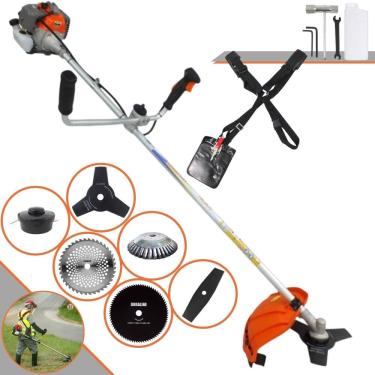 Imagem de Máquina de Cortar Grama Lateral À Gasolina 2T Vulcan VR330P 33cc 1,2HP de Potência 10.000rpm Roçadeira Multifuncional Completa Com 6 Opções de Cortes