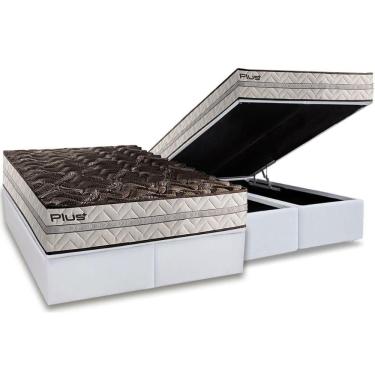 Imagem de Cama Box Baú King: Colchão Espuma D33 Paropas Pasquale Plus + Base Crc Linhão White (193x203)