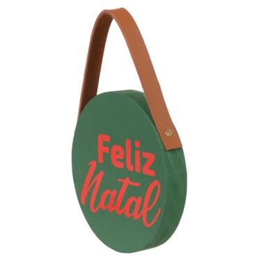 Imagem de Placa Decorativa Feliz Natal Em Madeira Verde 25x19 Cm - D'Rossi