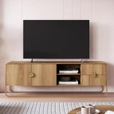 Imagem de Rack para Tv 65 Polegadas 180cm 2 Portas 2 Gavetas Orgânico Pé Metal L