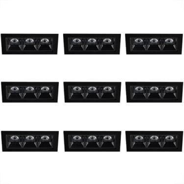 Imagem de 9 Micro Spot Led Triplo Downlight Embutido 3000K Preto Bet58