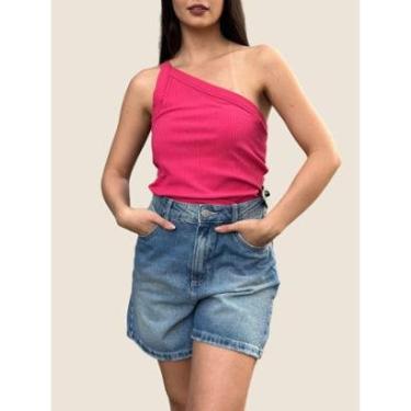 Imagem de Shorts Jeans Reto Cintura Alta Dzarm Cor:;Tamanho:36-Feminino