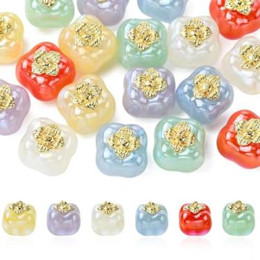 Imagem de UR URLIFEHALL 18 peças, 6 cores, contas de acrílico de frutas, banhadas a UV, contas de caqui iridescentes para artesanato, pulseiras, colares, joias