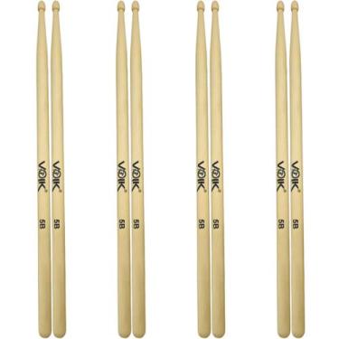 Imagem de Kit Pares de Baquetas Ponta de Madeira Maple Voik 5B, 4