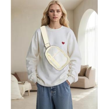 Imagem de Bolsa de PVC elegante, bolsa transparente para uso diário/aprovada em estádios, bolsa transparente, design leve e durável, Branco, Small