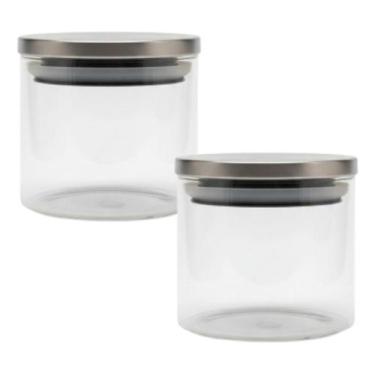 Imagem de Kit 2 Pote De Vidro Com Tampa Hermética Inox 700ml Multiuso - Climaco