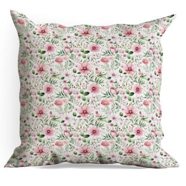 Imagem de Capas de almofada de flores cor-de-rosa, pacote com 18 x 18, capas de almofada florais vintage para sala de estar, casa de fazenda, quarto, cadeira, sofá-cama, decoração de assento de carro, almofada