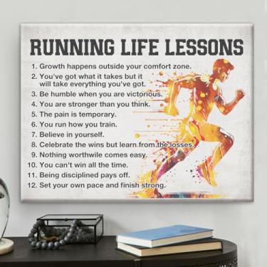 Imagem de Pôster de corrida arte de parede em tela para decoração de casa de quarto, lições motivacionais de vida de corrida, presentes de corredor para homens 20 x 25 cm