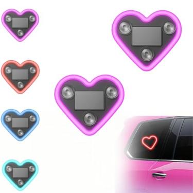 Imagem de Luz ambiente de carro LED em forma de coração movida a energia solar - 2026 novo triângulo de carro ou luz de janela traseira lâmpadas de atmosfera interior automotivo para decoração romântica e dia