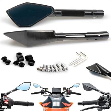 Imagem de Retrovisor Esportivo Moto Universal em Alumínio Espelho Antirreflexo Azulado Naked