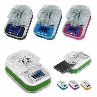 Imagem de Carregador Universal Digital Lcd Bivolt Bateria Celular Usb Preto