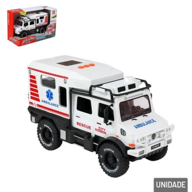 Imagem de Carro de Ambulância Fricção Plástico com SOM e Luz - Tudo em Caixa