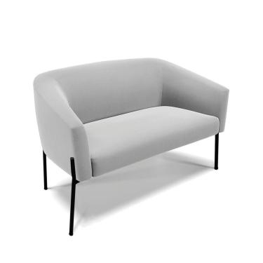 Imagem de Sofá Namoradeira 2 Lugares Pé De Ferro Preto Stella Suede D03 - D'rossi Cor Cinza