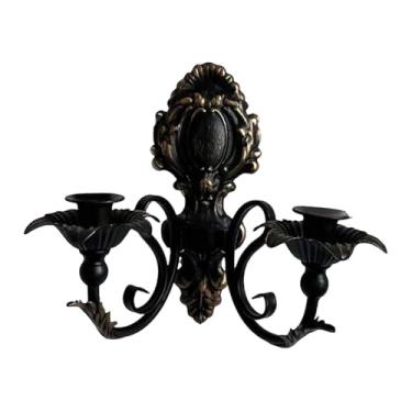 Imagem de Kuntesetty Castiçal de Parede Decorativo, Suporte para Vela, Candelabro de Ferro para Sala de Estar, Sala de Jantar, Bar, Preto, Tamanho real