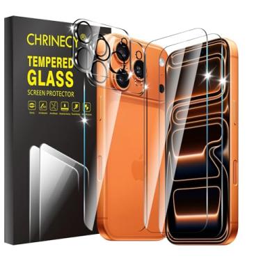 Imagem de CHRINECY [Pacote com 2+1+2 protetores de tela traseira compatíveis com iPhone 17 Pro Max + 2 protetores de tela frontal e protetor de lente da câmera, dureza 9H, Ultra HD, antiarranhões