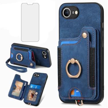 Imagem de Asuwish Capa de telefone para iPhone 16e/SE 2025/SE 4 capa carteira com protetor de tela de vidro temperado alça de pulso RFID suporte para cartão de crédito anel suporte i Phone16e i16e 16 e SE4 4ª