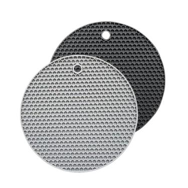 Imagem de Pacote com 2 tapetes de silicone resistentes ao calor, almofadas quentes antiderrapantes multiuso de 18 cm para pegadores de panela de cozinha, abridor de jarra, suporte de colher, tapete de secagem