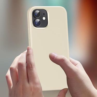 Imagem de Capa compatível com iPhone 12/iPhone 12 Pro de 6,1 polegadas, capa protetora com forro de microfibra antiarranhões (pedra)