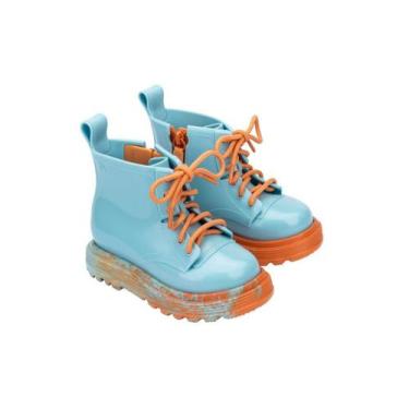 Imagem de Bota Infantil Mini Melissa Baby Coturno Feminino, Laranja, Azul, 23/24
