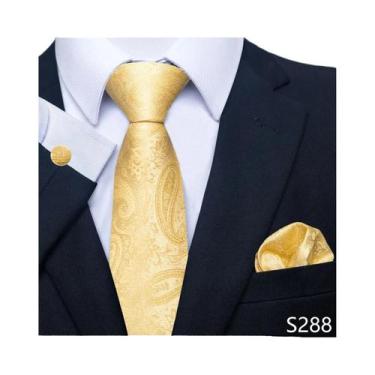 Imagem de Conjunto De Gravata Floral Verde Para Homens Com Abotoaduras E Lenço D