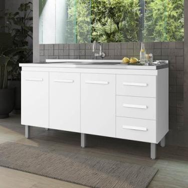 Imagem de Balcão Cravo 3 Portas 3 Gavetas Cozinha MB1 160cm - Amarena Móveis, Br