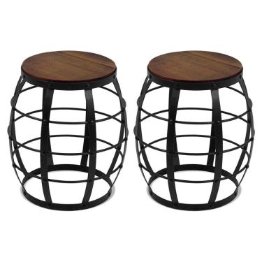 Imagem de Kit 02 Bancos Decorativos Seat Garden Flora Preto Canela