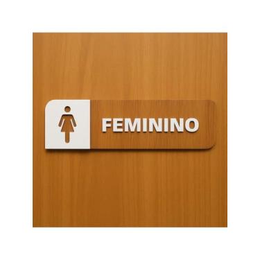 Imagem de Placa Sinalização Banheiro Retangular Feminino Mdf 6mm