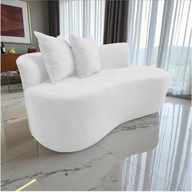 Imagem de Namoradeira Sofá Feijão Hana Orgânica Couro Branco - Mansão Decor