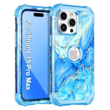 Imagem de Casetego Capa para iPhone 15 Pro Max, proteção resistente à prova de choque de três camadas de policarbonato rígido totalmente resistente + TPU macio para meninas para Apple iPhone 15 Pro Max de 6,7