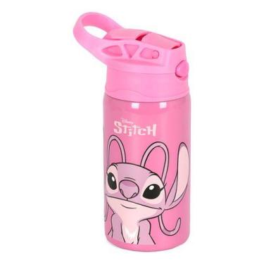 Imagem de Garrafa Infantil Angel Stitch Disney Aço Inox 500ml C/ Alça - Luxcel, 