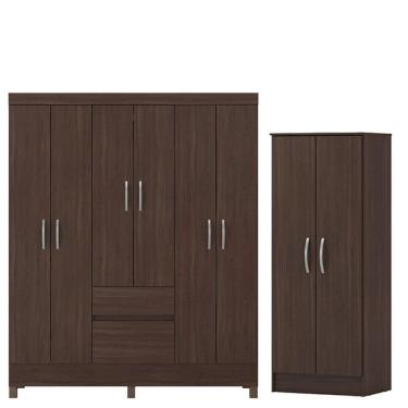 Imagem de Guarda Roupa Casal Flash 2 Com Multiuso Viena Café - Demóbile
