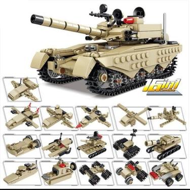 Imagem de Conjunto de tanques militares Building Block ENHANA 16 em 1 com veícul