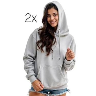 Imagem de Kit 2 Moletom Feminino Blusao Casaco Canguru Com Capuz-Feminino