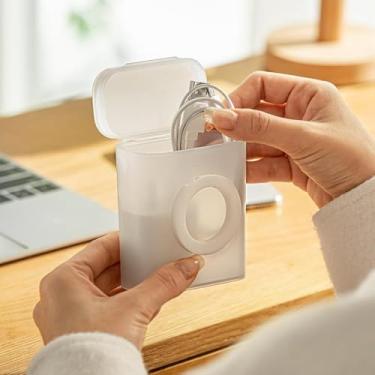 Imagem de Caixa organizadora de mesa portátil transparente à prova de poeira caixas de armazenamento de cabos de dados para mesas domésticas, capa organizadora, branca