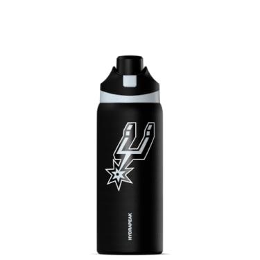 Imagem de Hydrapeak Garrafa de água San Antonio Spurs Oasis de 946 ml oficialmente licenciada pela NBA com botão de pressão de tampa Chug, garrafa de água de aço inoxidável sem palha, garrafa de água isolada de