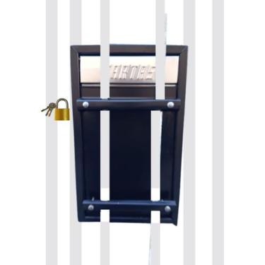 Imagem de Caixa Correio Chapa Aço Carta para Portão Grade/Embutir(Grande) PRETA 