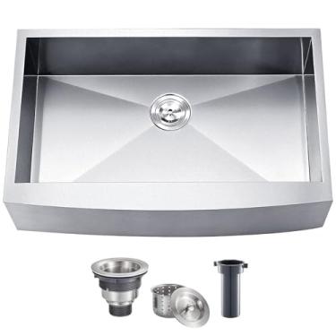 Imagem de SHACO Pia de fazenda de aço inoxidável de 83 x 53 cm, pia de cozinha comercial de 84 cm, avental de tigela única de 23 cm de profundidade para pia frontal