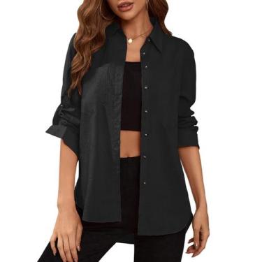 Imagem de Blusa feminina Deer Lady com botões preta S casual