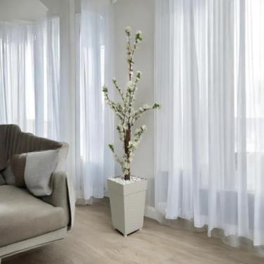 Imagem de Cerejeira Pessegueira Arvore Grande Flores Artificial Com Vaso(Arvore Branca)