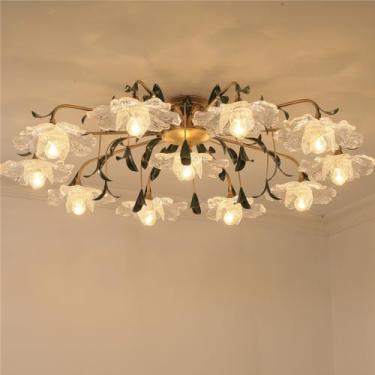 Imagem de Luminária de teto estilo pastoral americano, criatividade francesa, para sala de estar, restaurante, quarto, escritório, casa de campo, café, loja de roupas, decoração em LED, lâmpada em for