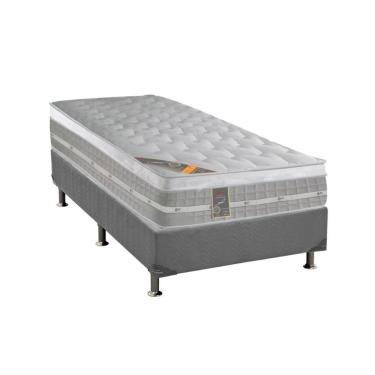 Imagem de Cama Box Solteiro: Colchão Molas Ensacadas Castor Pocket Premium Gel + Base Crc Suede Gray(88X188)