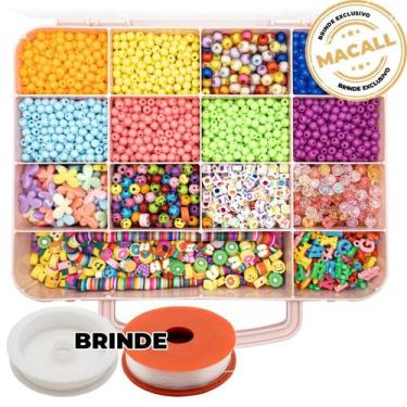 Imagem de Kit Miçanga Bijuteria Colar Pulseira Brinco 1400pçs Diversas + Caixa D