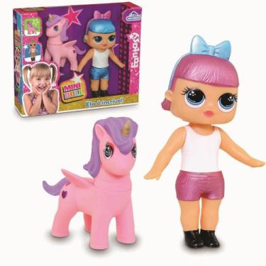 Imagem de Boneca Mini Doll Fantasy com Unicórnio Menina Adijomar Brinquedo  - Ad
